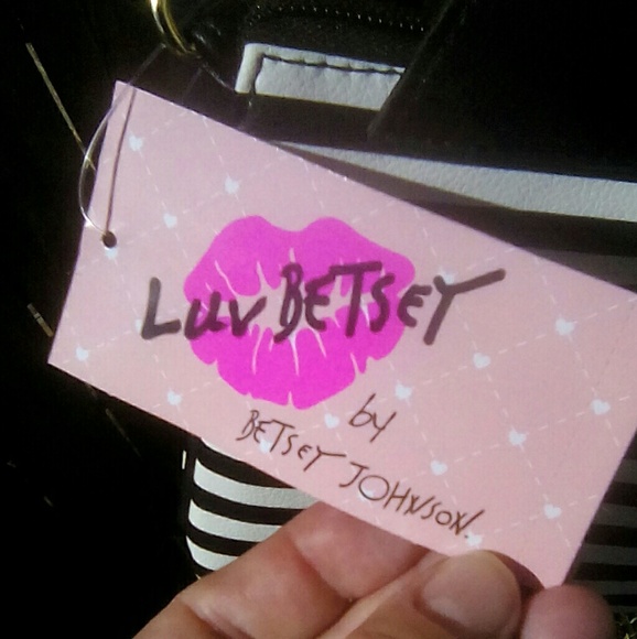 Betsey Johnson Black&White Striped Cat Bag NWT - Picture 6 of 7